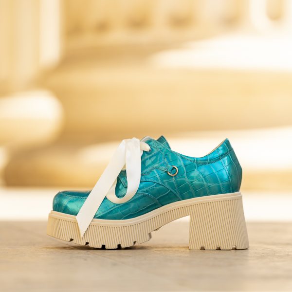 Pantofi Dama Cu Talpa Groasa Amani Turquoise - imagine 3