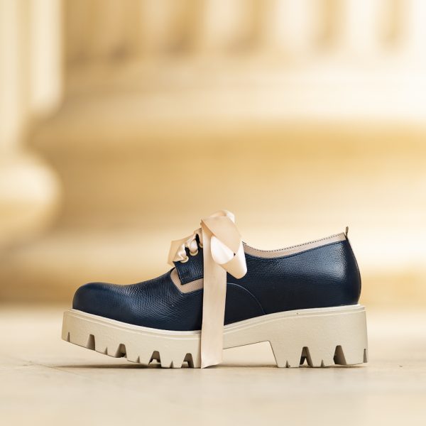 Pantofi Dama cu Siret Renate Blue Notte - imagine 2