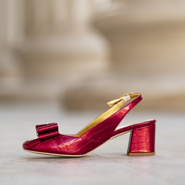 Sandale Dama din Piele Naturala Joy Royal Red - imagine 2