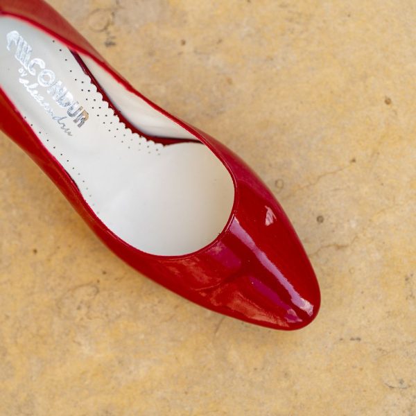 Pantofi Dama Toc Gros Eveline Shiny Red - imagine 2
