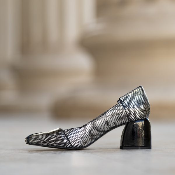 Pantofi Dama Toc Gros Ondine Print Argento - imagine 2