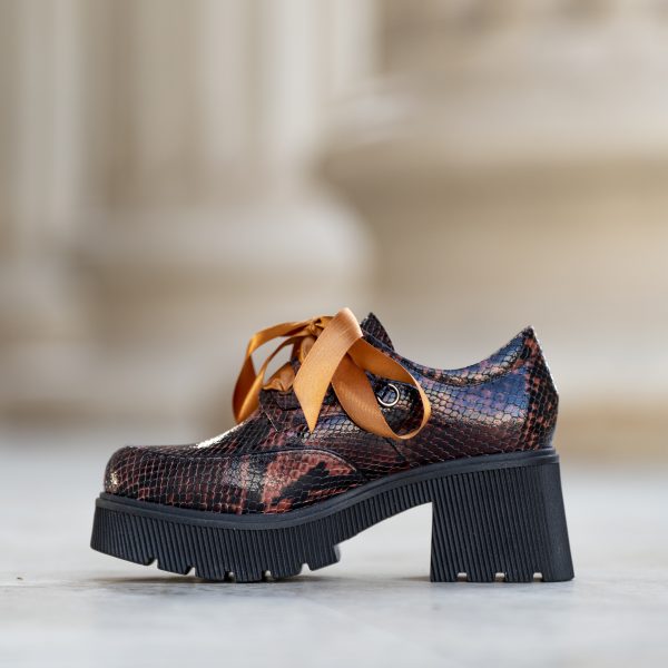 Pantofi Dama Cu Talpa Groasa Amani Print Brown - imagine 2