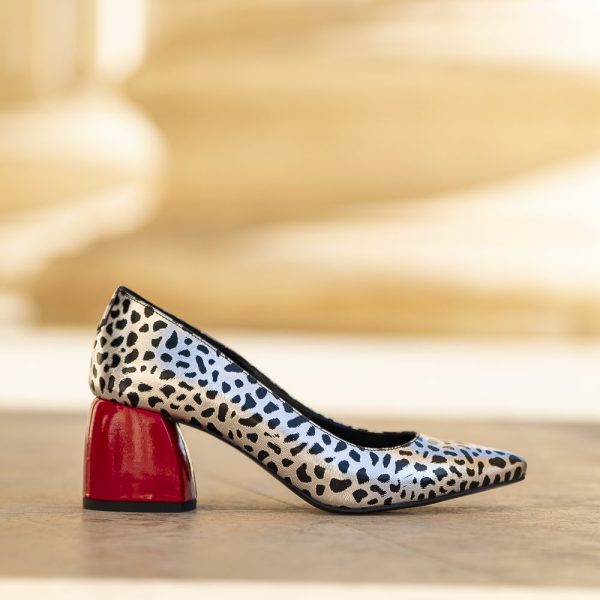 Pantofi Dama Toc Gros Ondine Red Heel - imagine 1