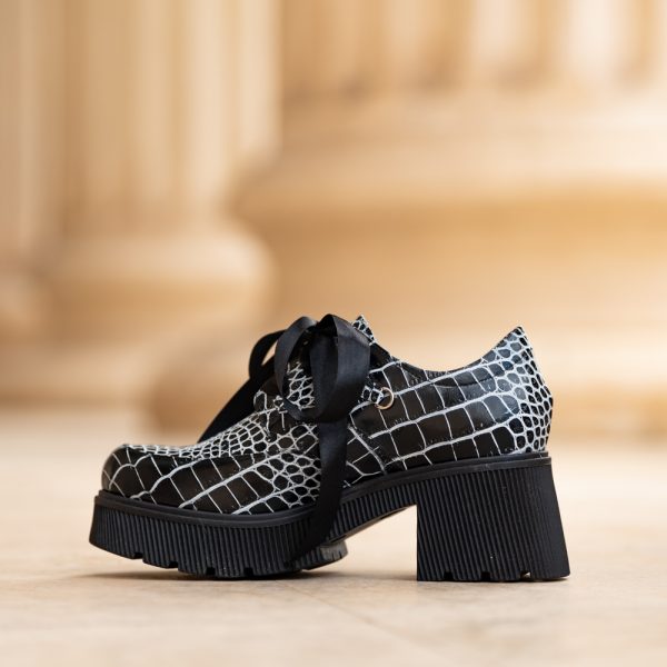 Pantofi Dama cu Talpa Groasa Amani Black&White - imagine 2