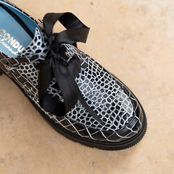 Pantofi Dama cu Talpa Groasa Amani Black&White - imagine 3