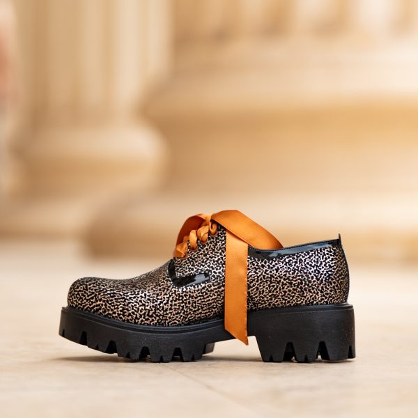 Pantofi Dama cu Siret Renate Bronz - imagine 2