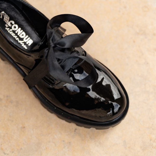 Pantofi Dama cu Siret Renate Shiny Black - imagine 3