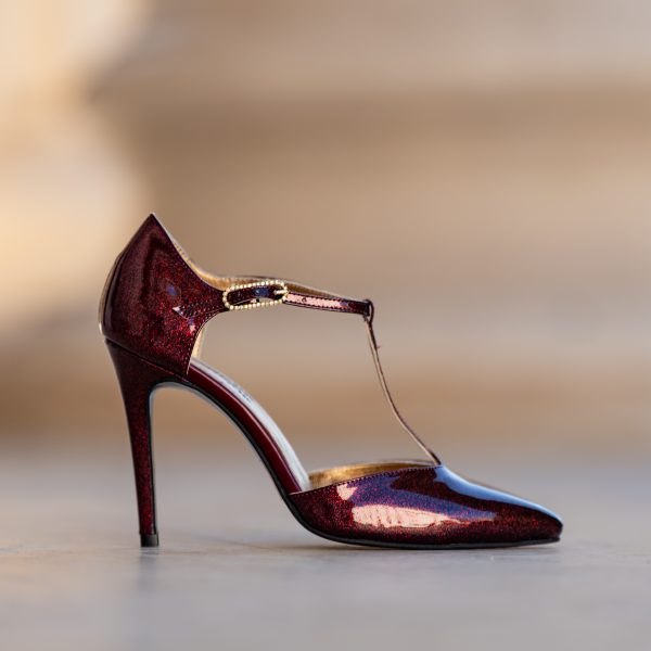 Pantofi Dama din Piele Naturala Renata Burgundy