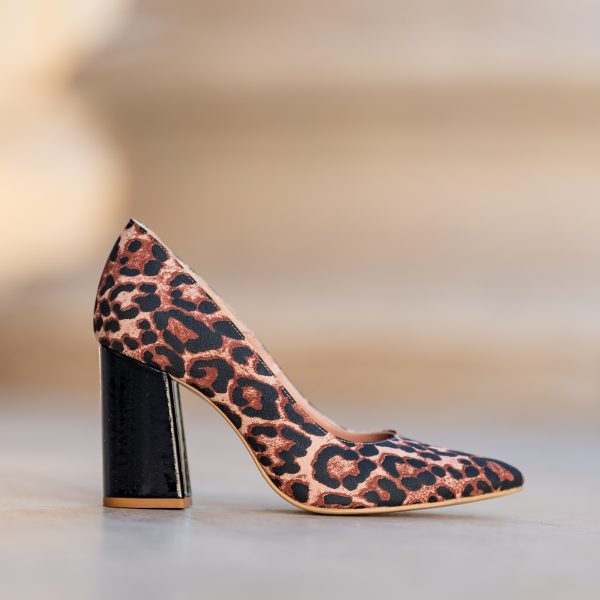 Pantofi Dama cu Toc Gros Victoria Animal Print
