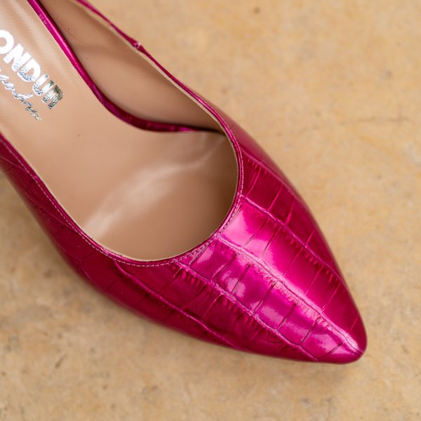 Pantofi Dama cu Toc Gros Victoria Fuchsia - imagine 3
