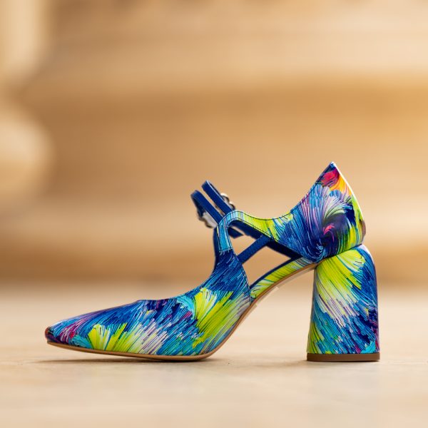 Pantofi Dama Cu Toc Gros Fantasy Magic Blue - imagine 2