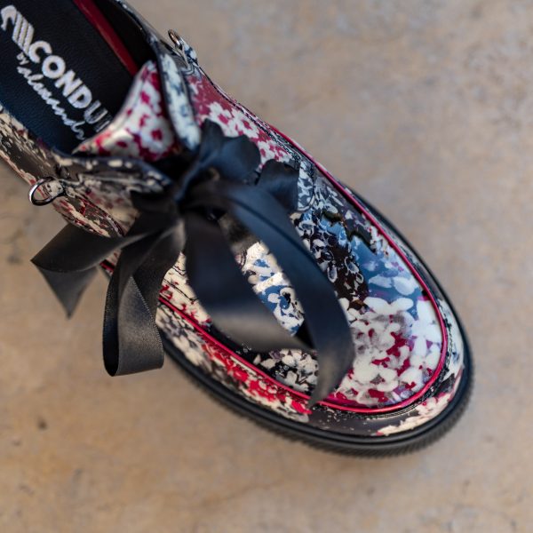 Pantofi Dama cu Talpa Groasa Amani Black Flowers - imagine 3