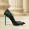 Pantofi stiletto Forever Print Verde Cu Negru
